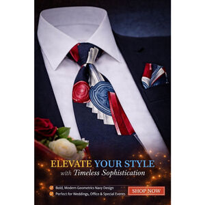 Pierre Cardin Navy Red Geometric Men's Tie